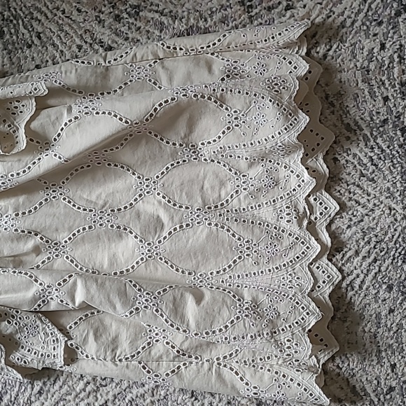 MUNTHE Hico Ruffle Sleeve Eyelet Embroidered Cream Shift Mini Dress Sz 36 - Picture 6 of 11